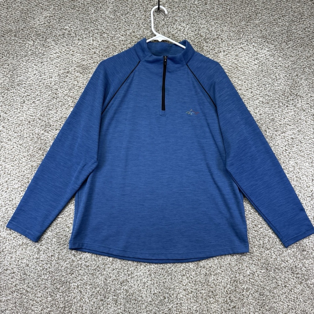 Greg Norman Sweatshirt Men's Size‎ Large Blue Quarter Zip Pullover Play Dry Golf